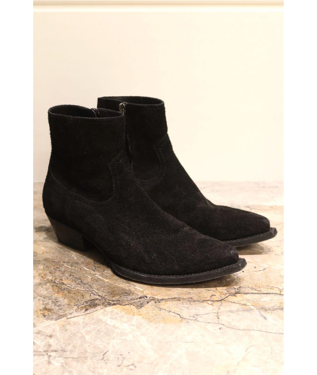 SAINT LAURENT Черные замшевые полусапоги, фото 3