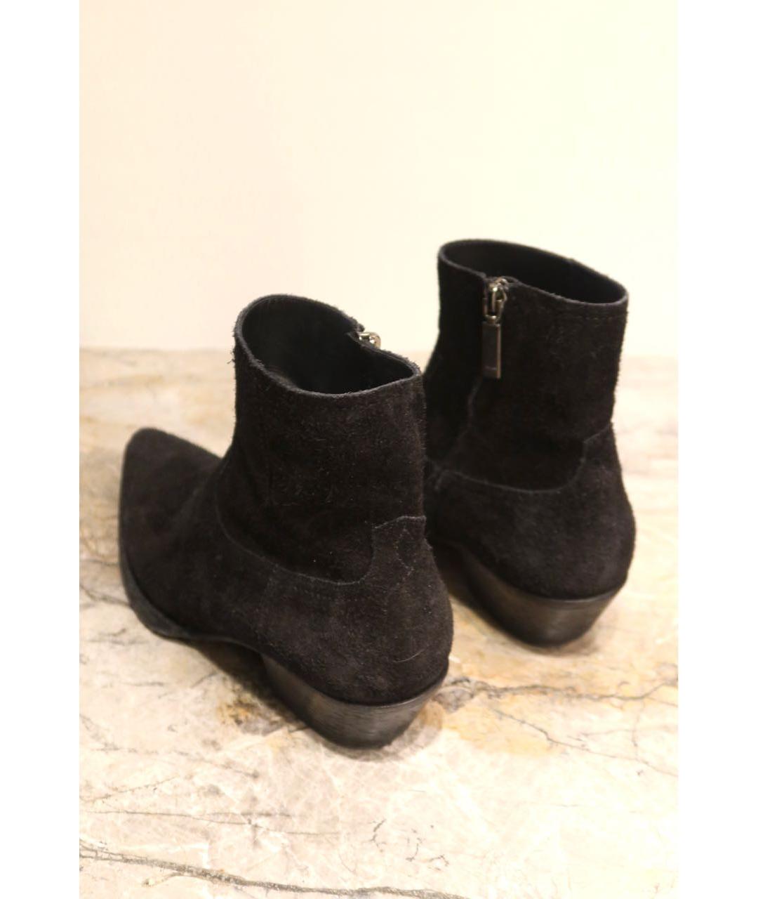 SAINT LAURENT Черные замшевые полусапоги, фото 4