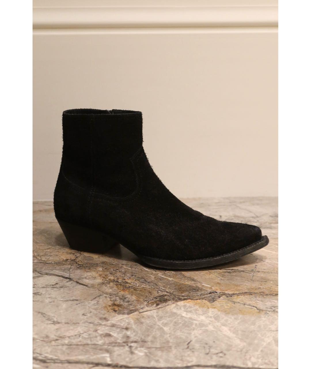 SAINT LAURENT Черные замшевые полусапоги, фото 9