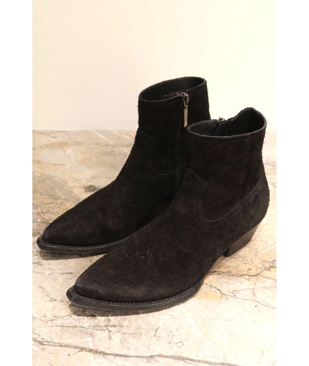 SAINT LAURENT Черные замшевые полусапоги, фото 6