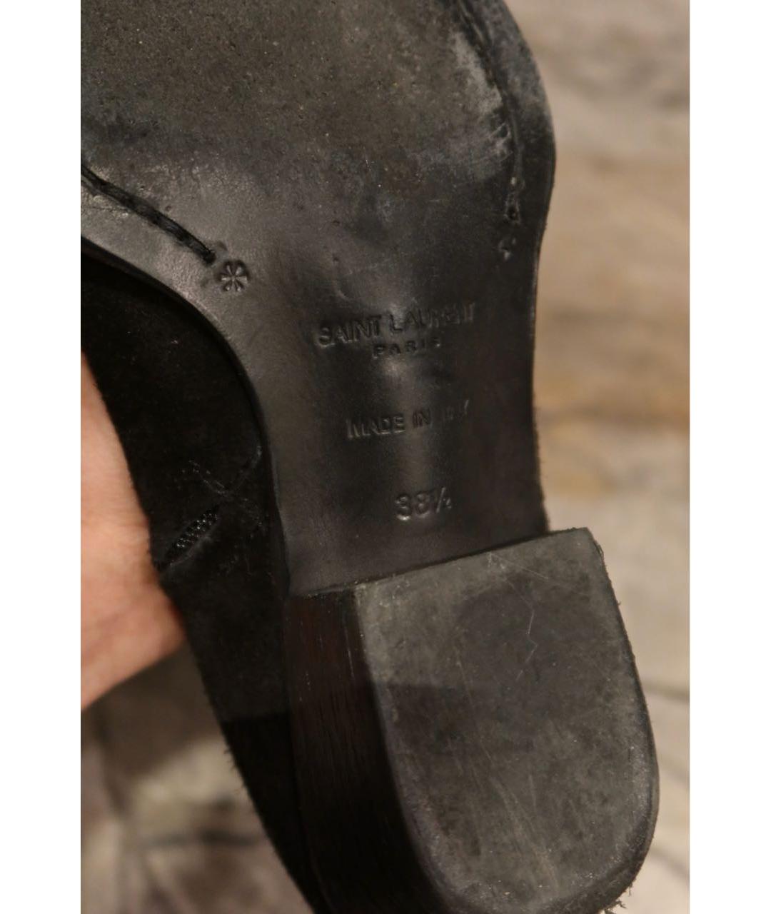 SAINT LAURENT Черные замшевые полусапоги, фото 8