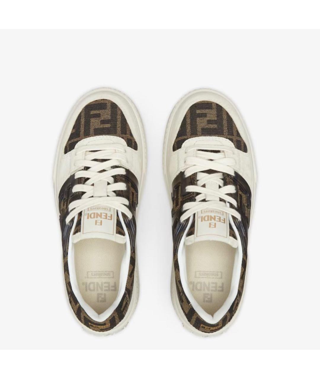 FENDI Хаки кожаные кеды, фото 4