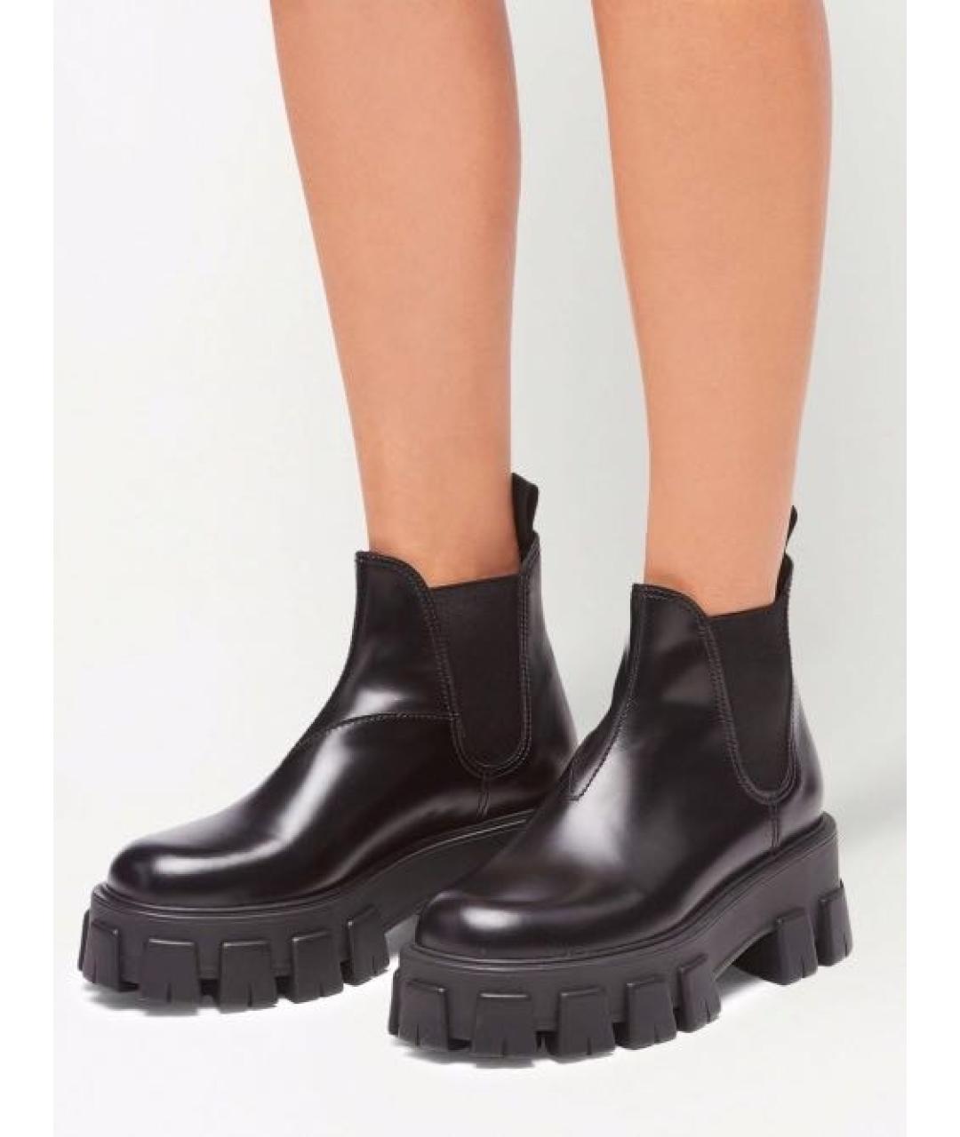 PRADA Черные кожаные ботинки, фото 5