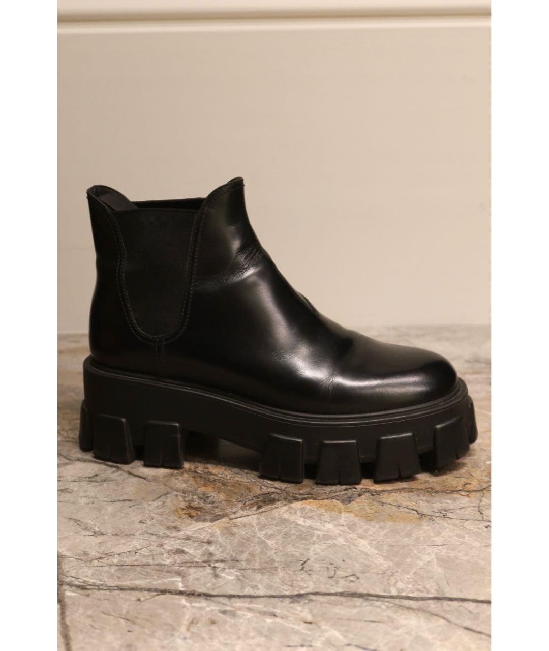 PRADA Черные кожаные ботинки, фото 9