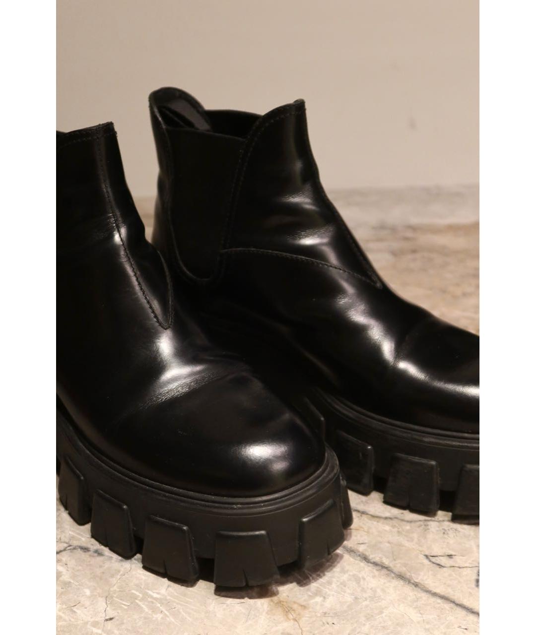 PRADA Черные кожаные ботинки, фото 3