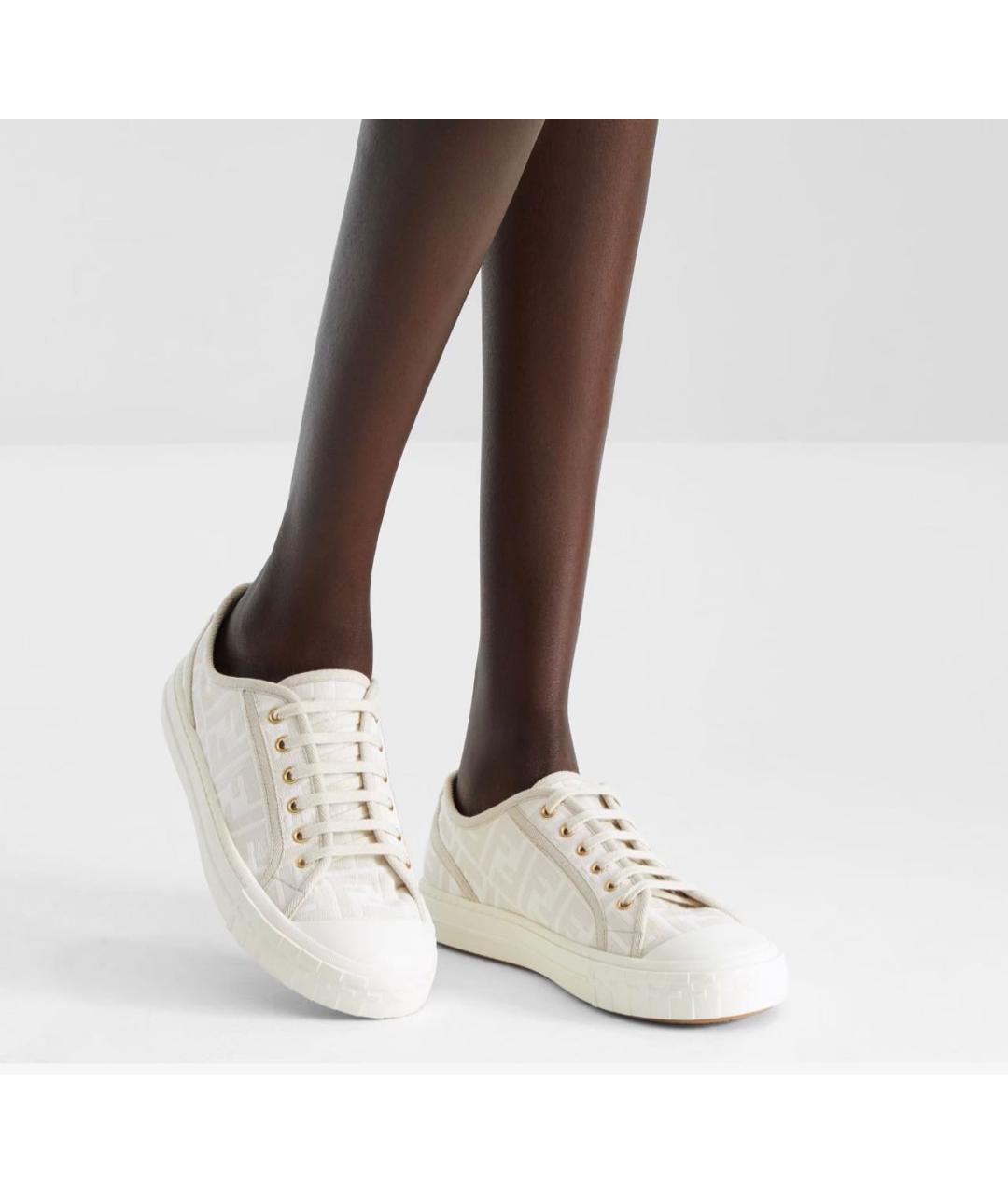 FENDI Белые текстильные кеды, фото 5