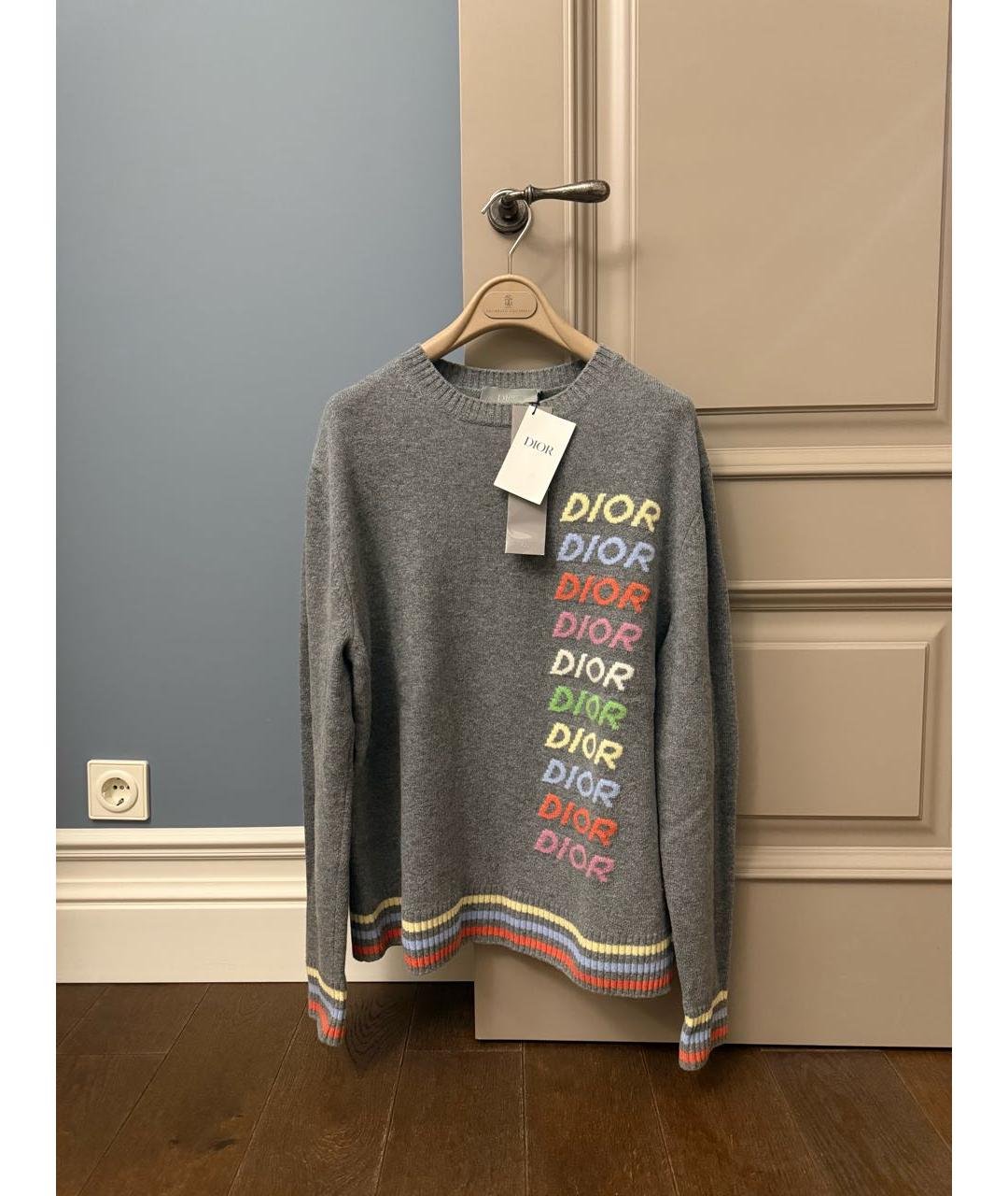 CHRISTIAN DIOR Серый кашемировый джемпер / свитер, фото 2