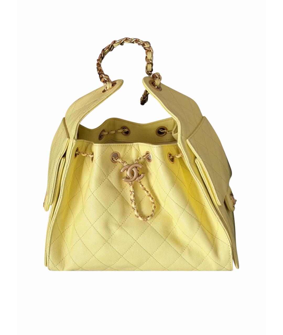 CHANEL Желтая кожаная сумка тоут, фото 1