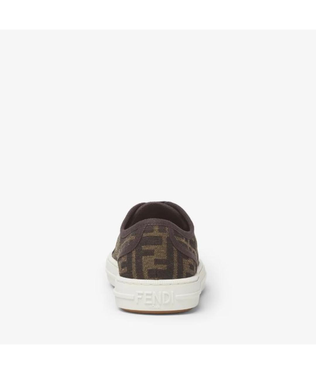FENDI Коричневые текстильные кеды, фото 3