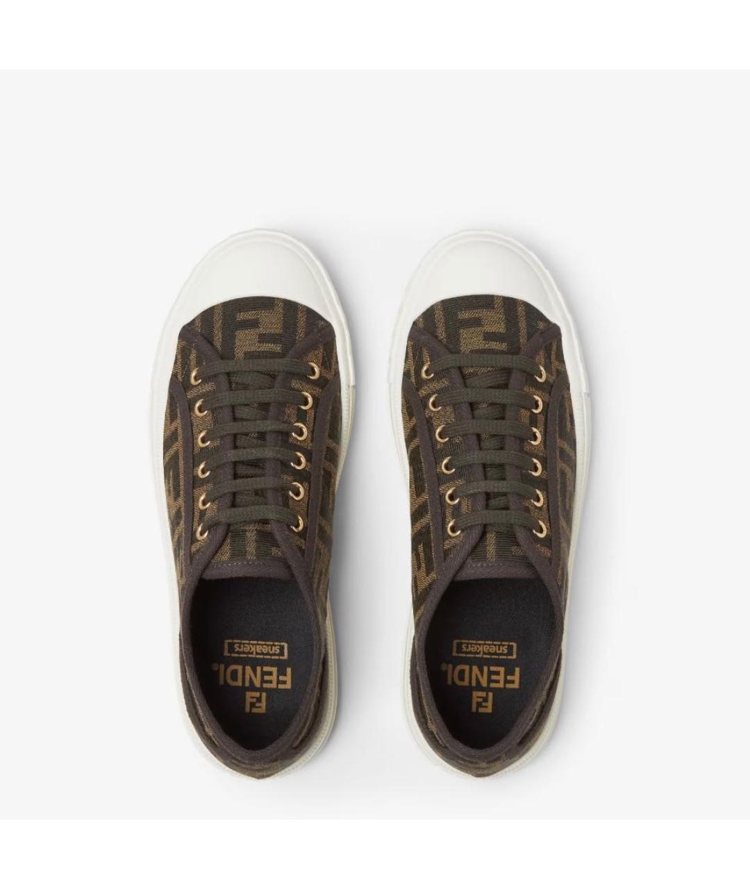 FENDI Коричневые текстильные кеды, фото 4
