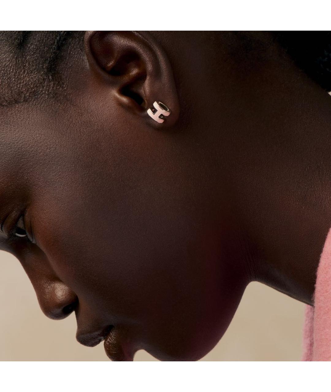 HERMES Розовые металлические серьги, фото 3