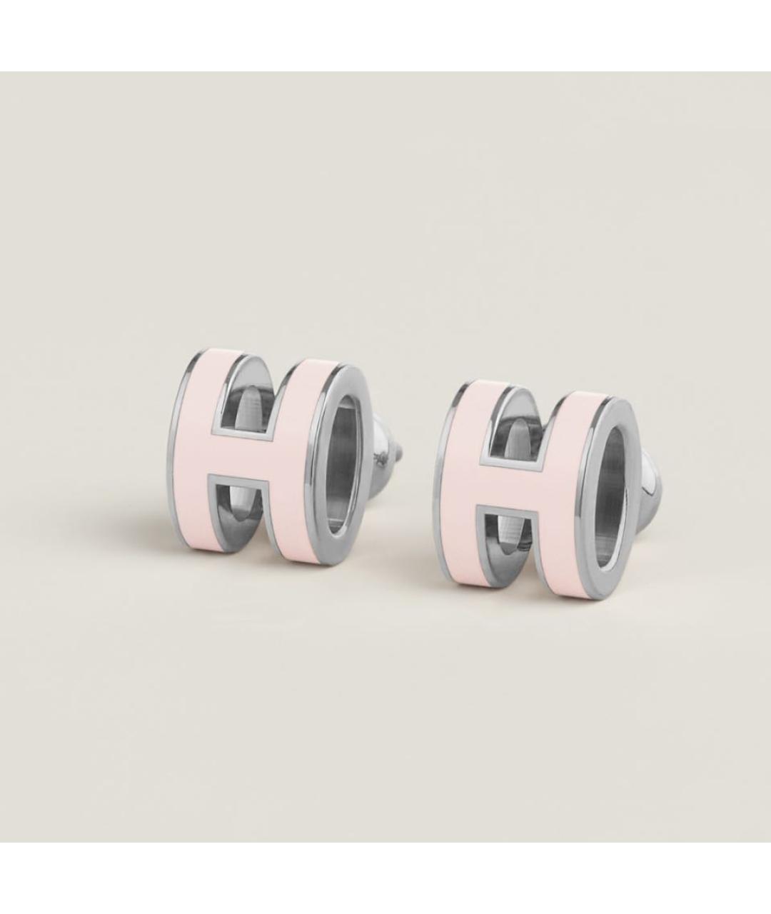 HERMES Розовые металлические серьги, фото 4