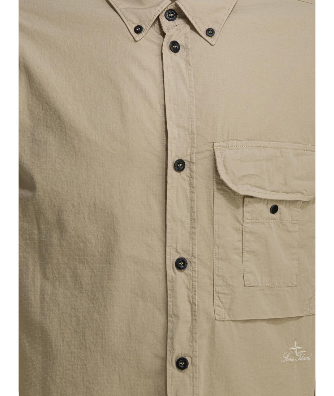STONE ISLAND Бежевая хлопковая кэжуал рубашка, фото 3