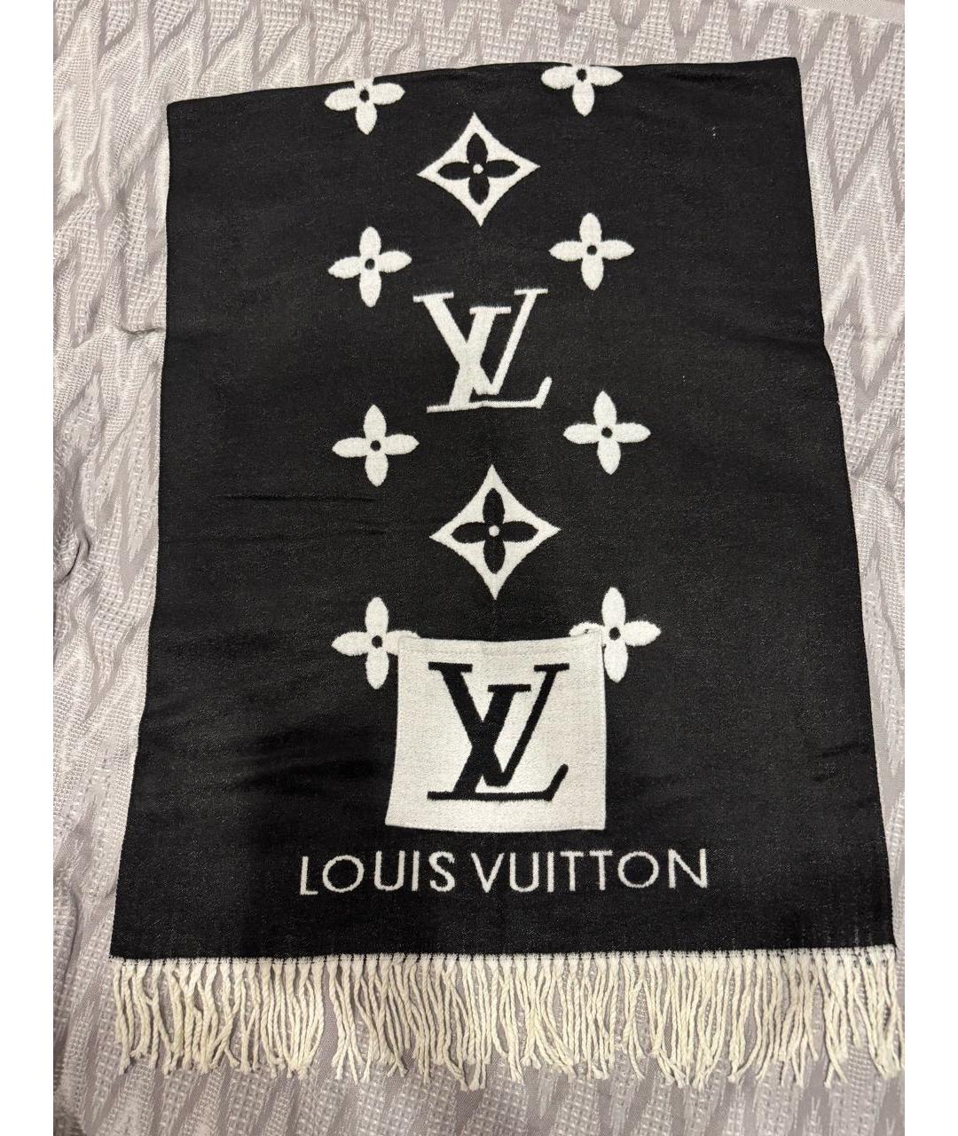 LOUIS VUITTON Темно-синий кашемировый шарф, фото 2