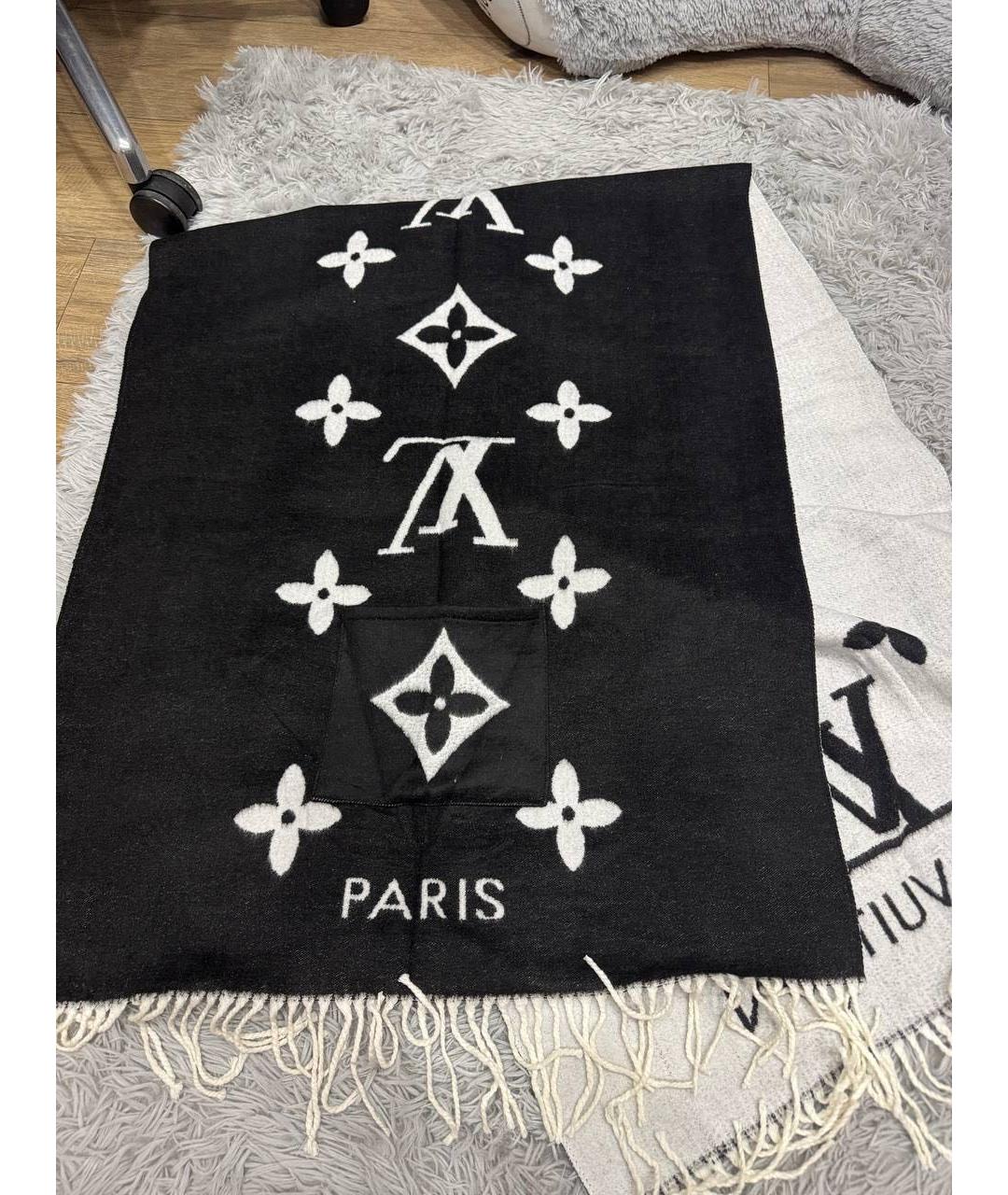 LOUIS VUITTON Темно-синий кашемировый шарф, фото 3