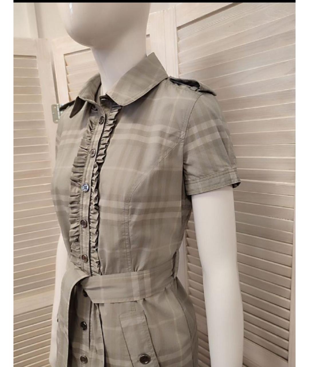 BURBERRY Серое хлопковое повседневное платье, фото 5