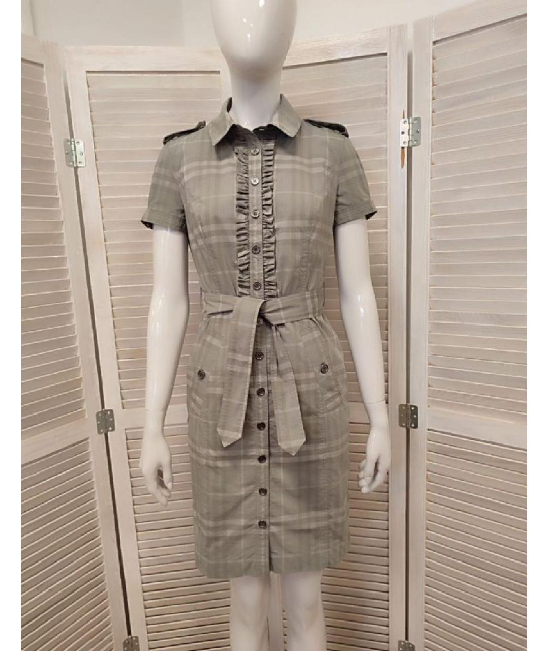 BURBERRY Серое хлопковое повседневное платье, фото 10