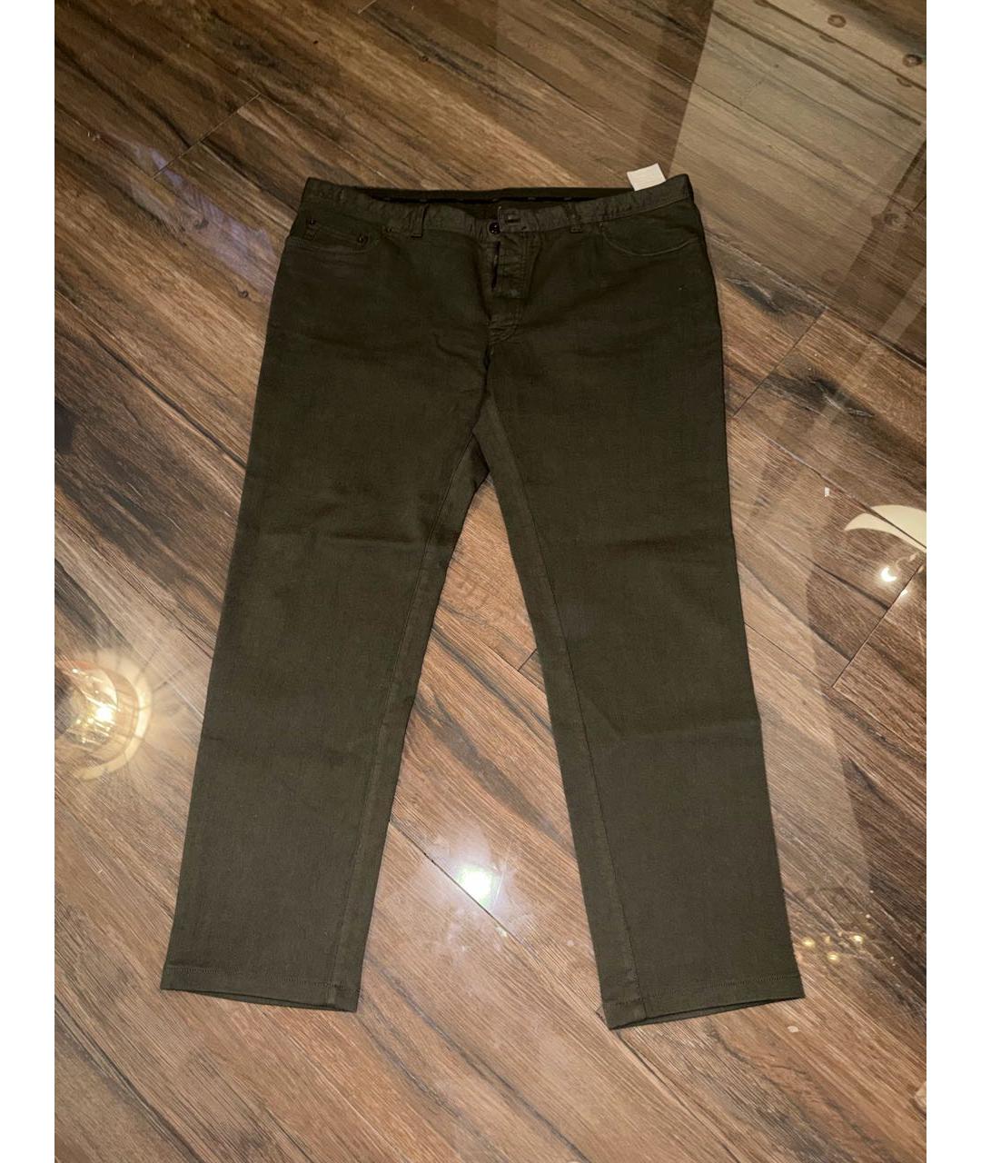 BRIONI Хаки хлопко-эластановые прямые джинсы, фото 6