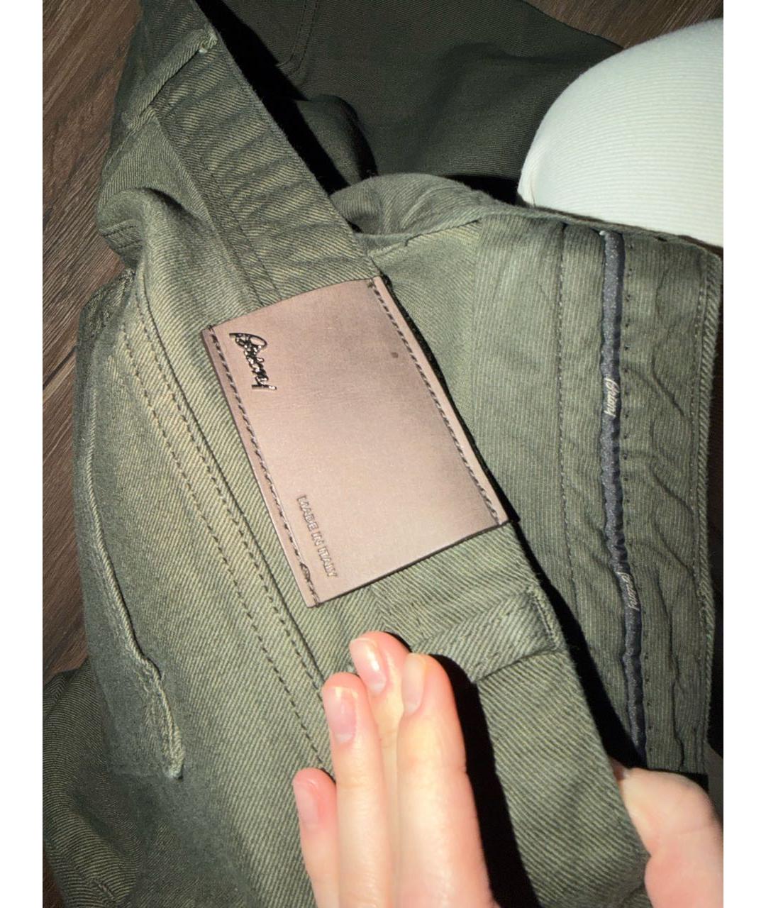 BRIONI Хаки хлопко-эластановые прямые джинсы, фото 5