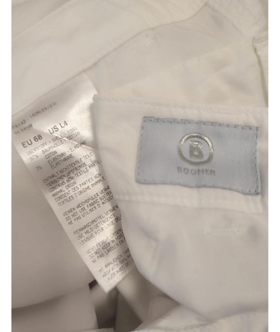 BOGNER Белые хлопко-эластановые прямые брюки, фото 3