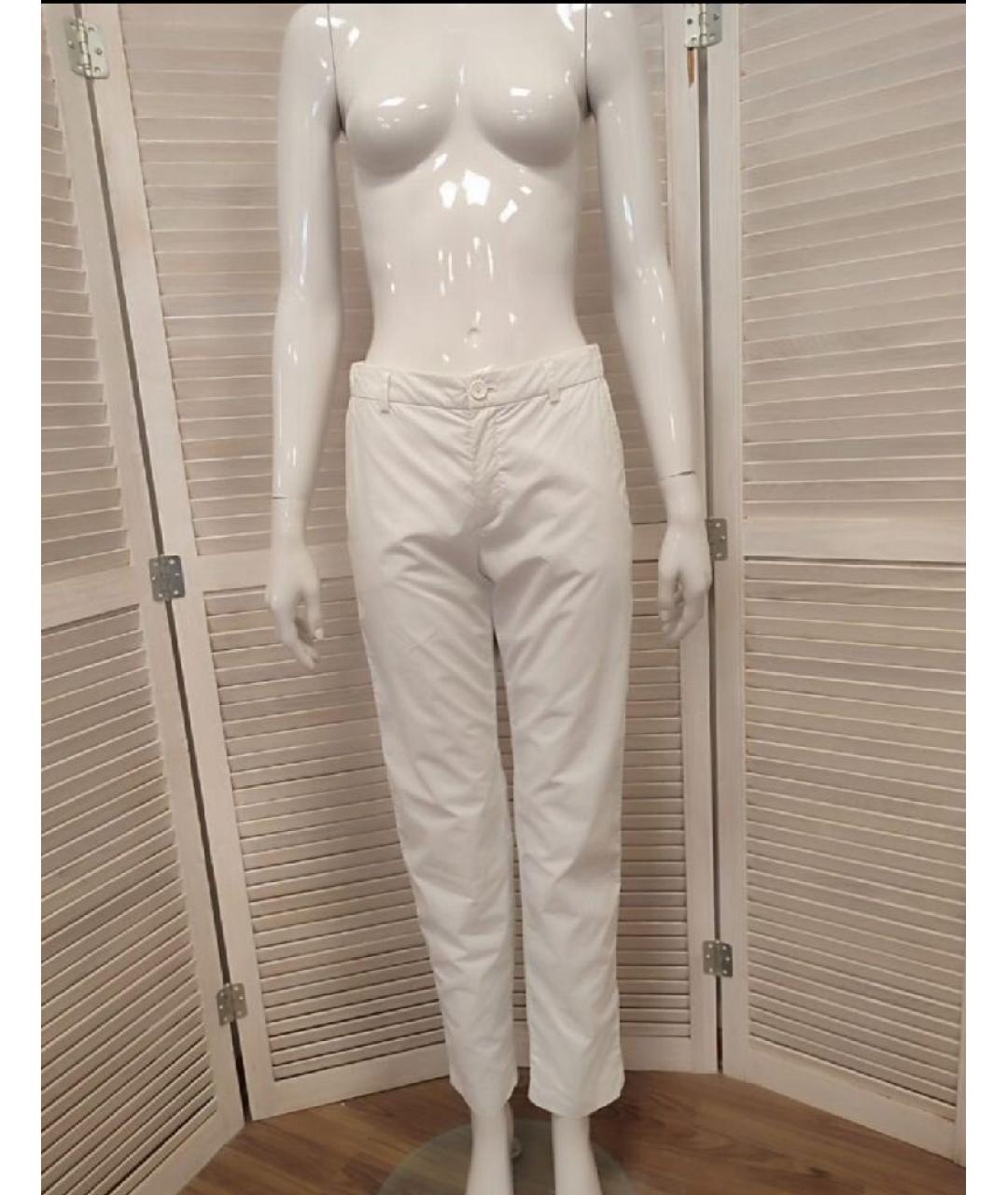 BOGNER Белые хлопко-эластановые прямые брюки, фото 10