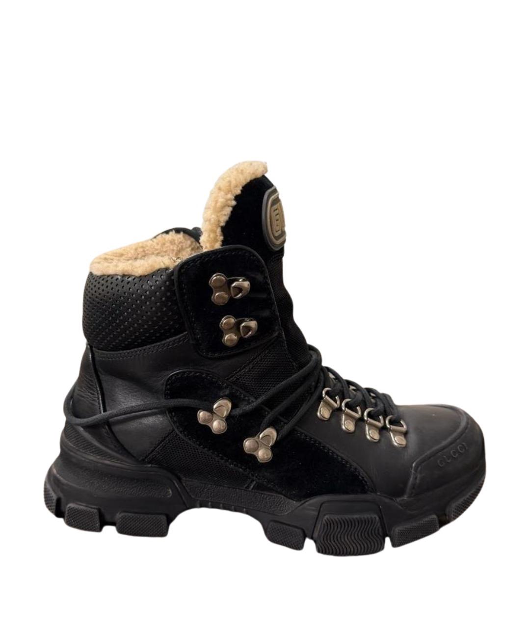 GUCCI Черные кожаные ботинки, фото 1