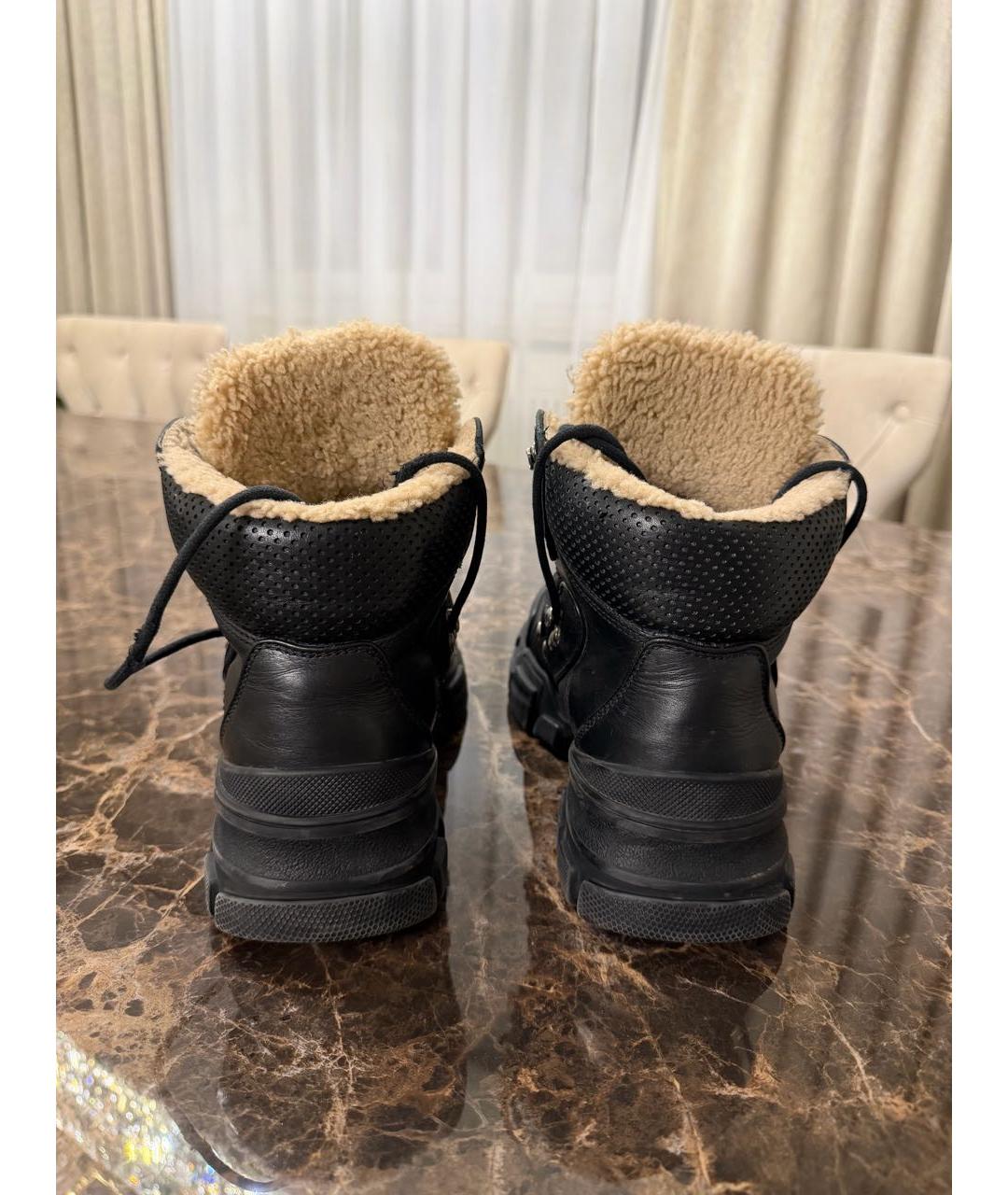 GUCCI Черные кожаные ботинки, фото 4