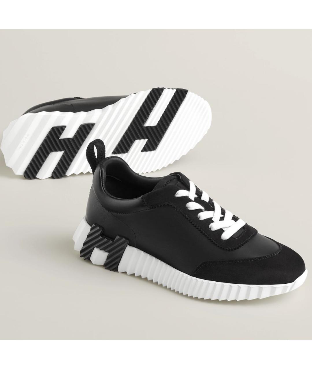 HERMES Черные кожаные низкие кроссовки / кеды, фото 4