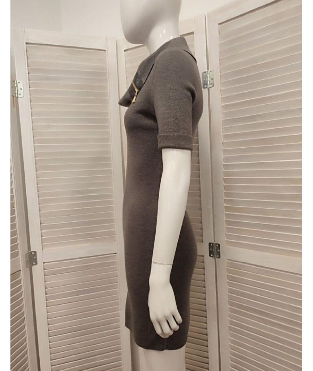 ESCADA Коричневое шерстяное повседневное платье, фото 4