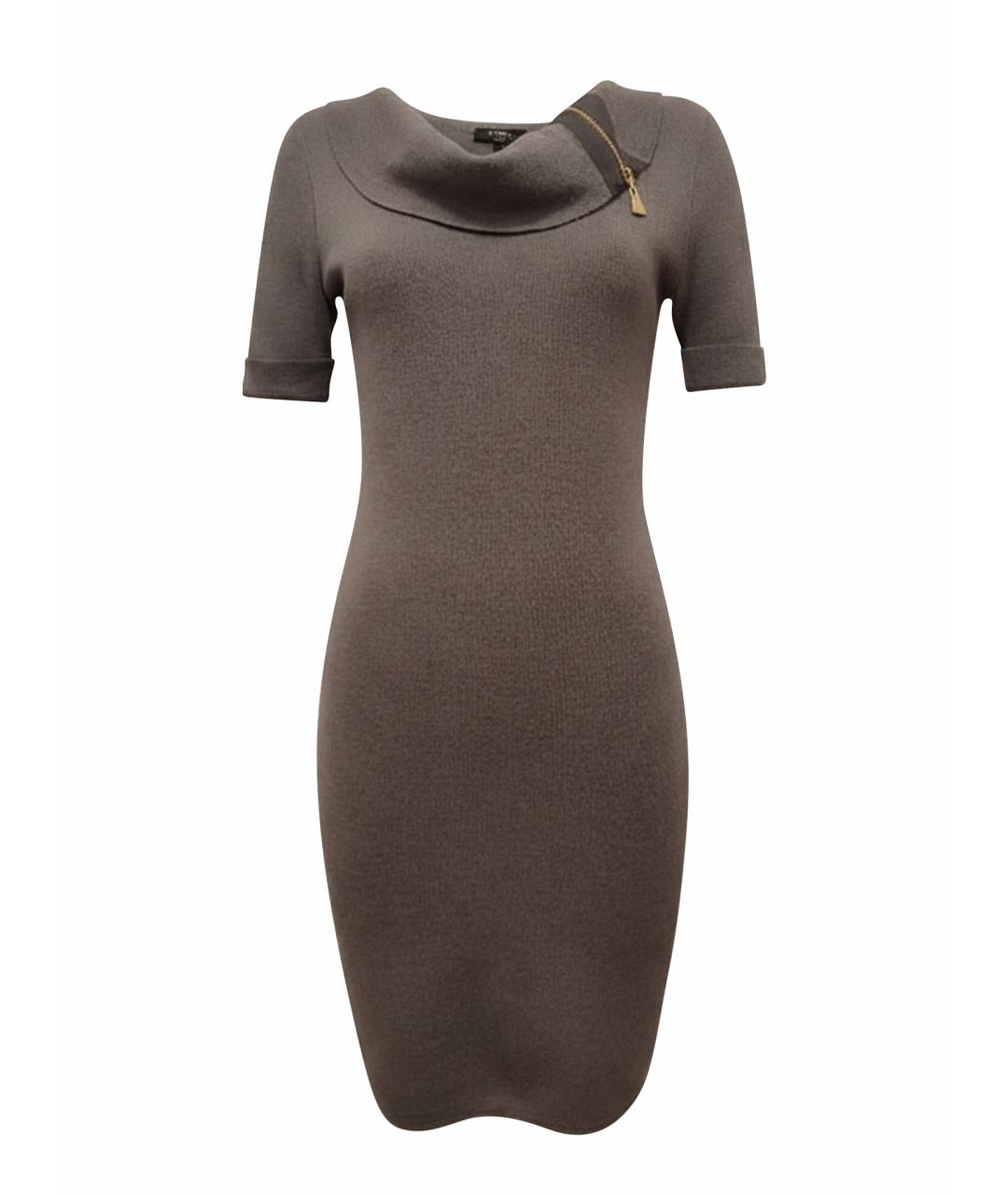 ESCADA Коричневое шерстяное повседневное платье, фото 1