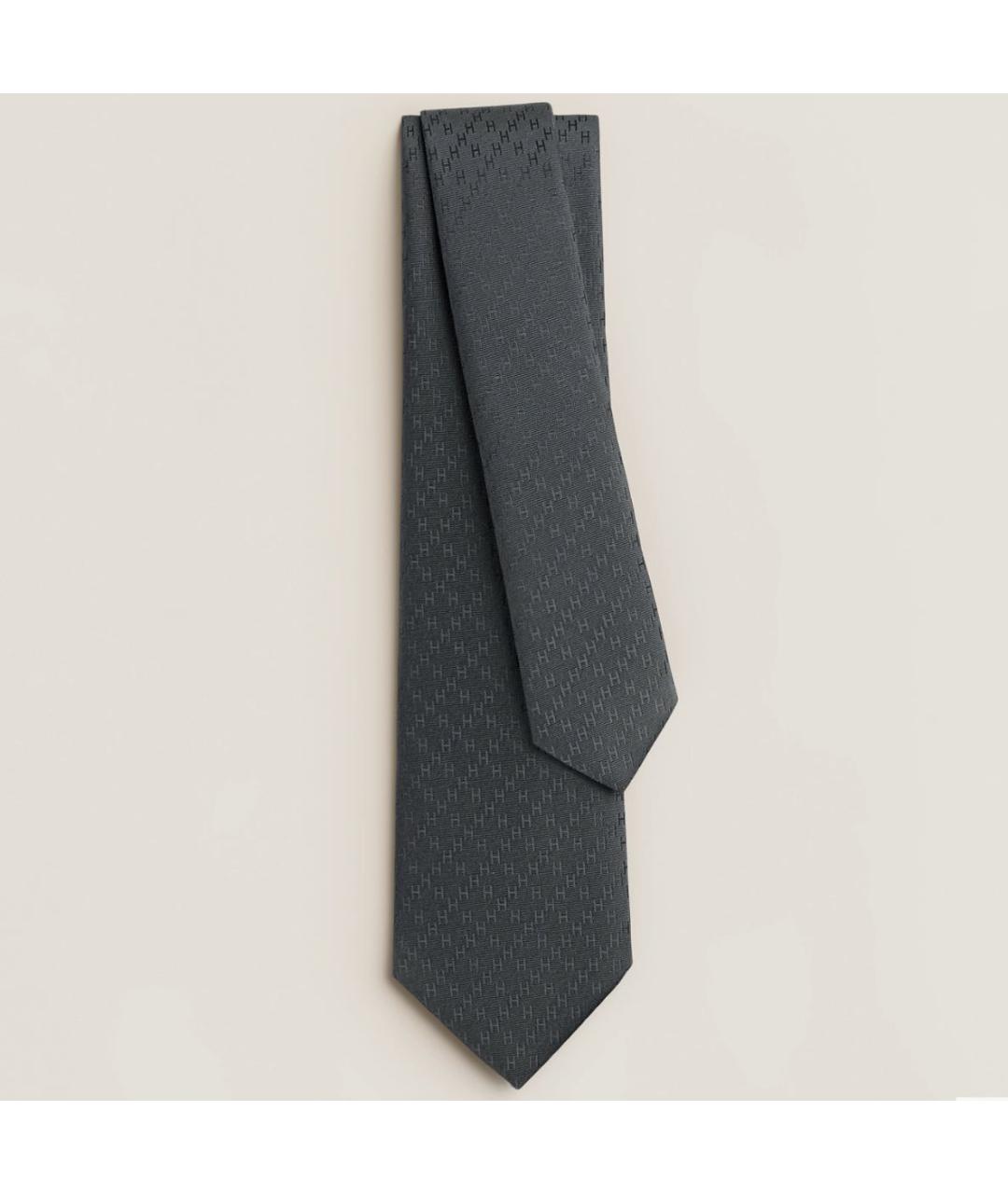HERMES Антрацитовый шелковый галстук, фото 4