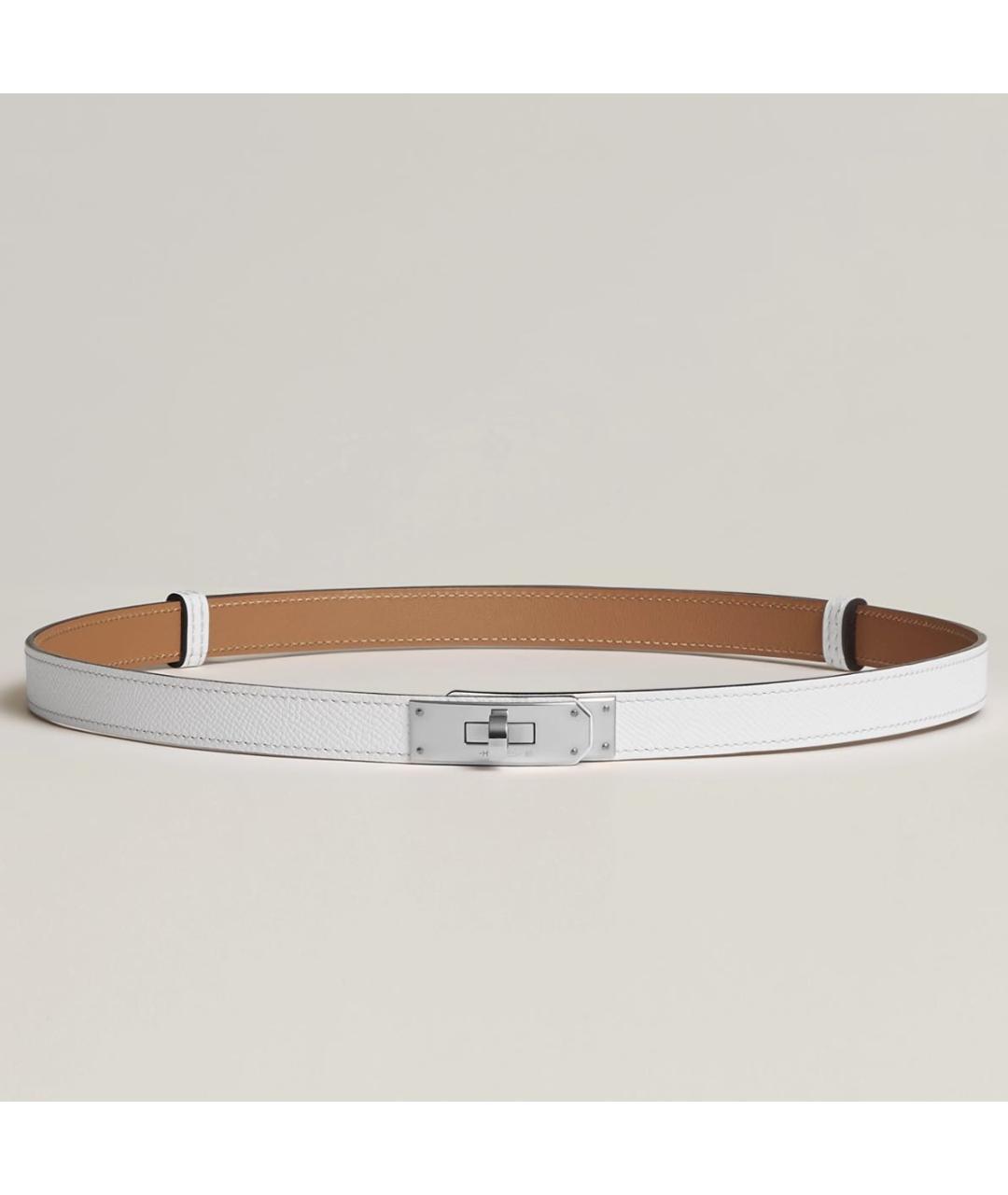 HERMES Белый кожаный ремень, фото 4