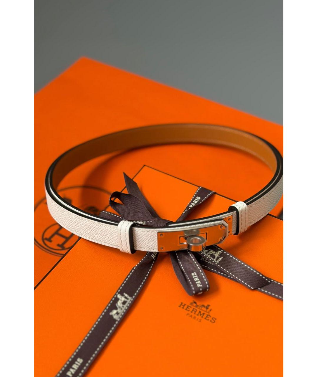HERMES Белый кожаный ремень, фото 2