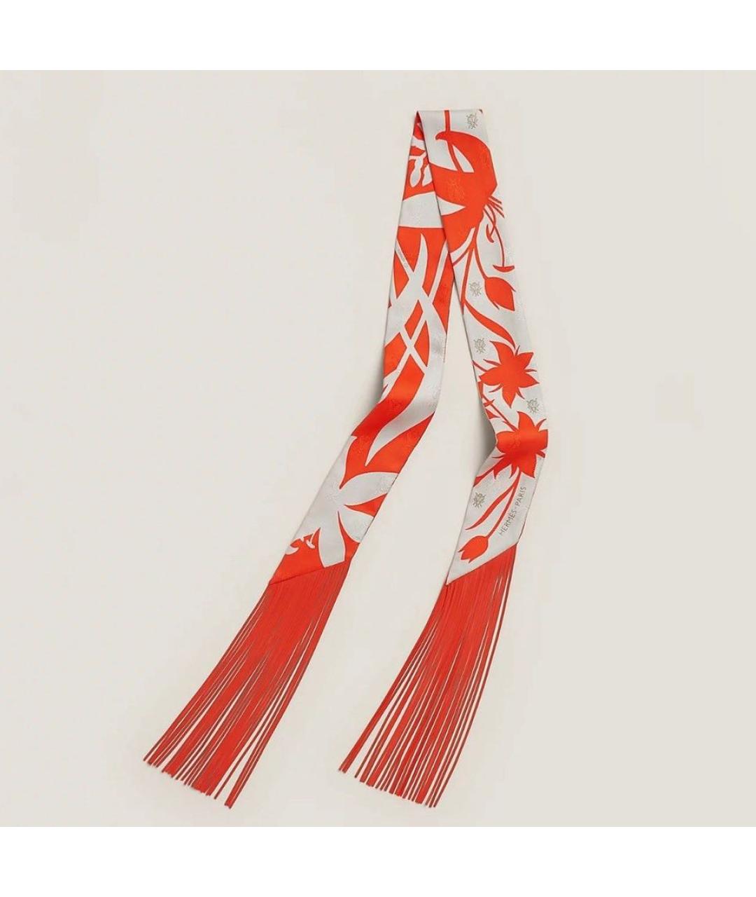 HERMES Красный шелковый шарф, фото 3