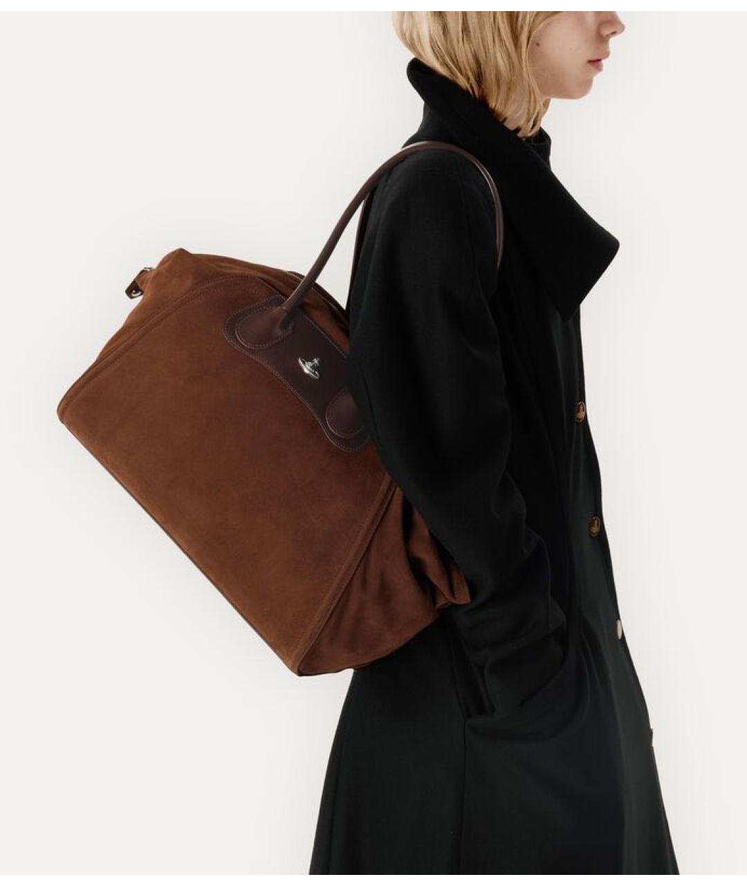 VIVIENNE WESTWOOD Коричневая замшевая сумка тоут, фото 4