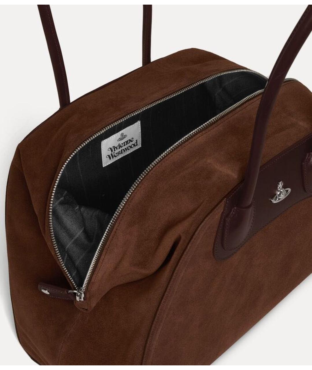 VIVIENNE WESTWOOD Коричневая замшевая сумка тоут, фото 5