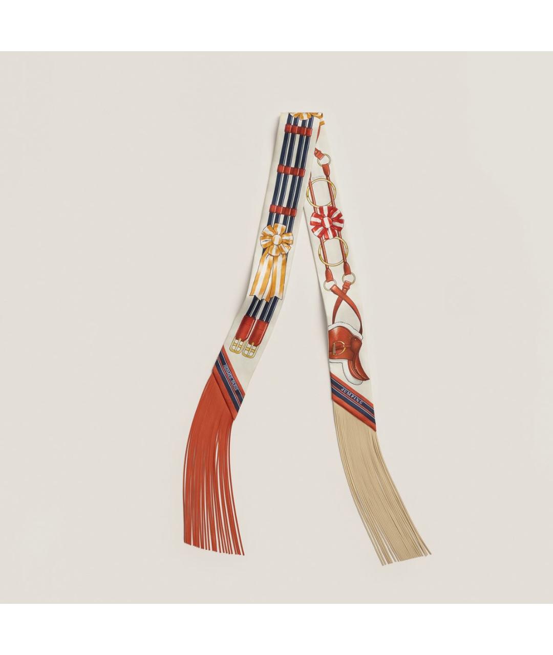 HERMES Красный шелковый шарф, фото 4