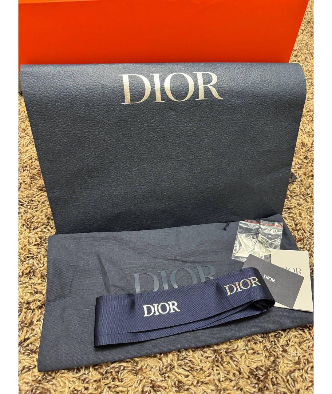 CHRISTIAN DIOR Темно-синяя кожаная папка для документов, фото 4