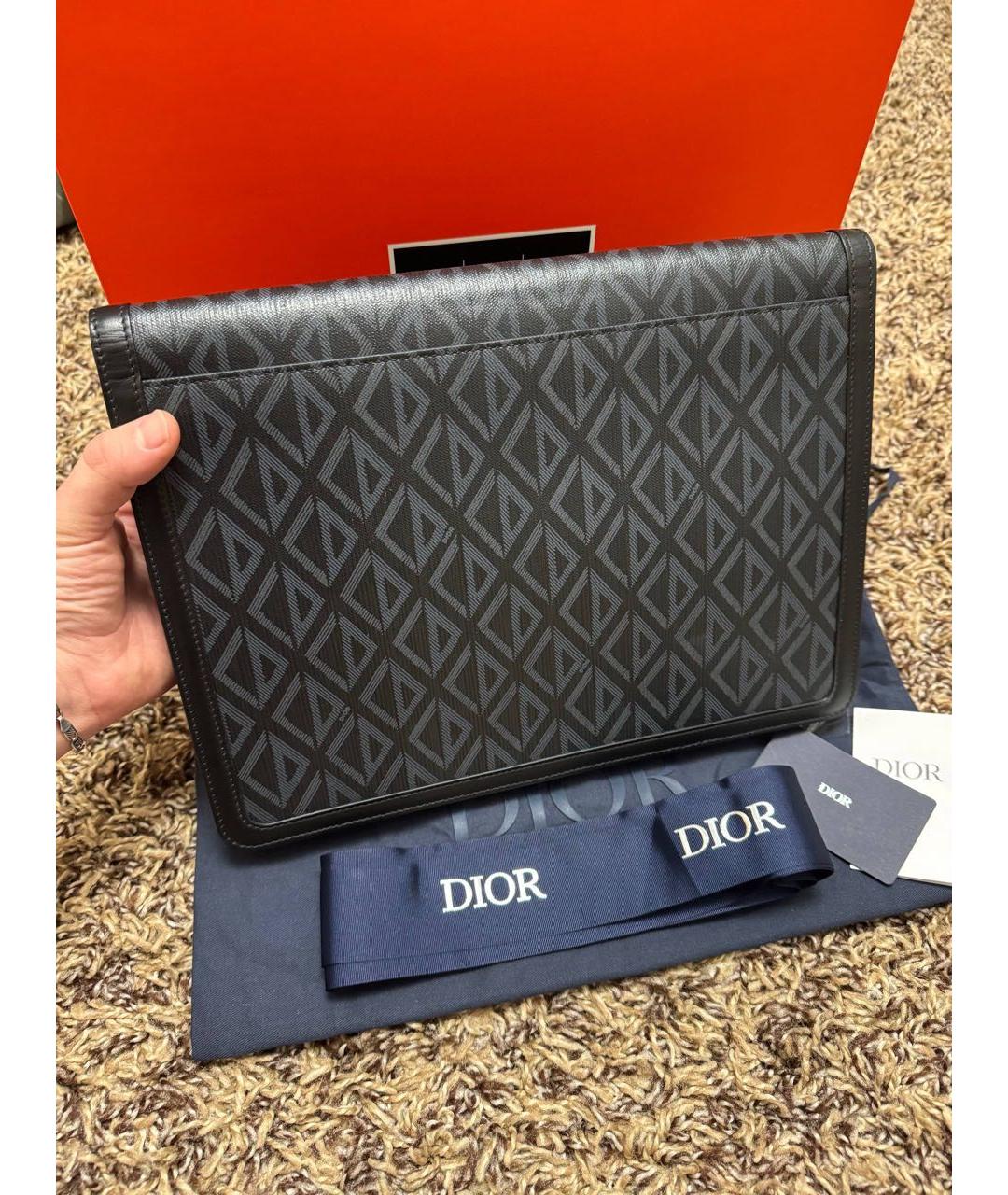 CHRISTIAN DIOR Темно-синяя кожаная папка для документов, фото 2