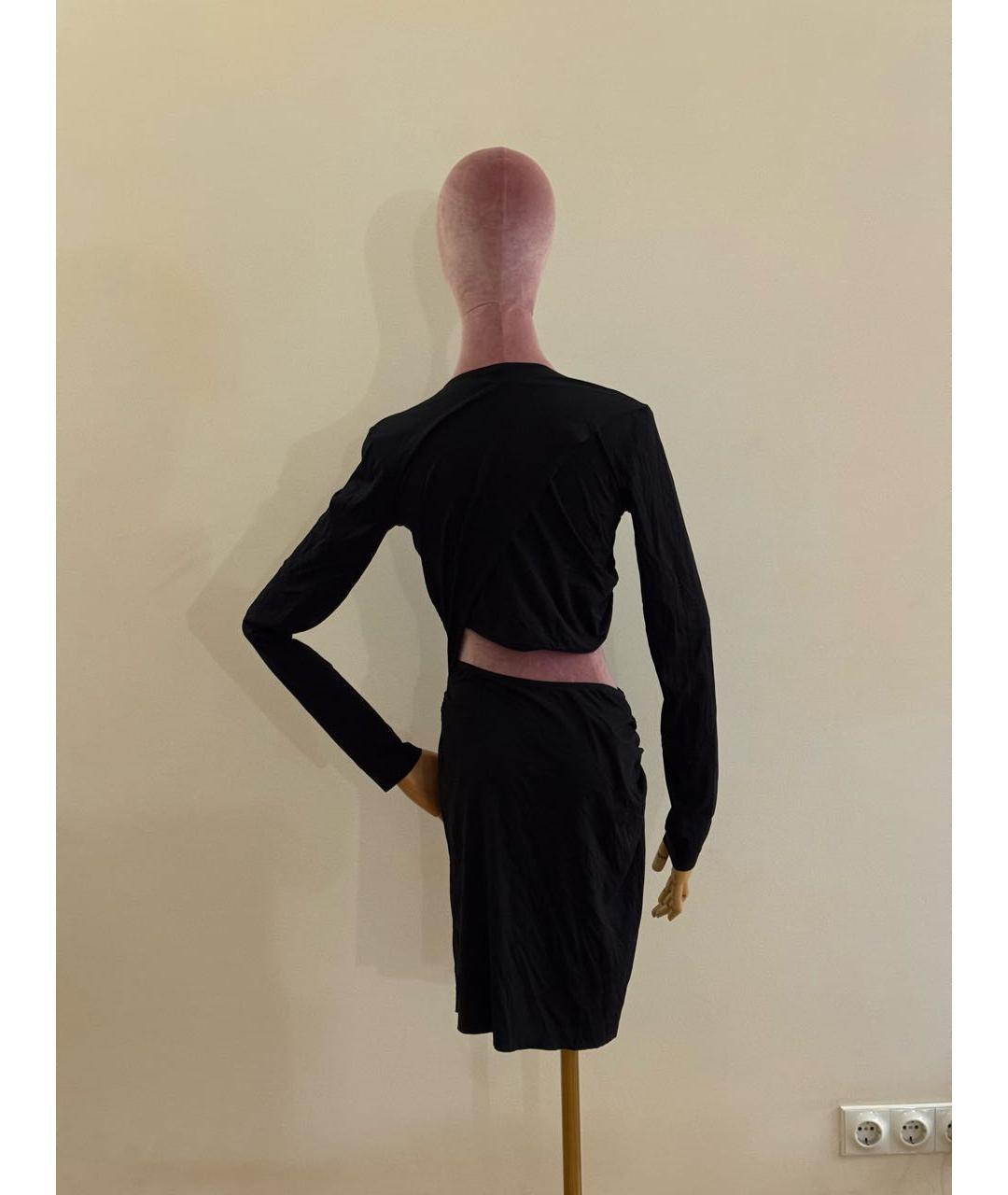 WOLFORD Черное полиуретановое коктейльное платье, фото 7