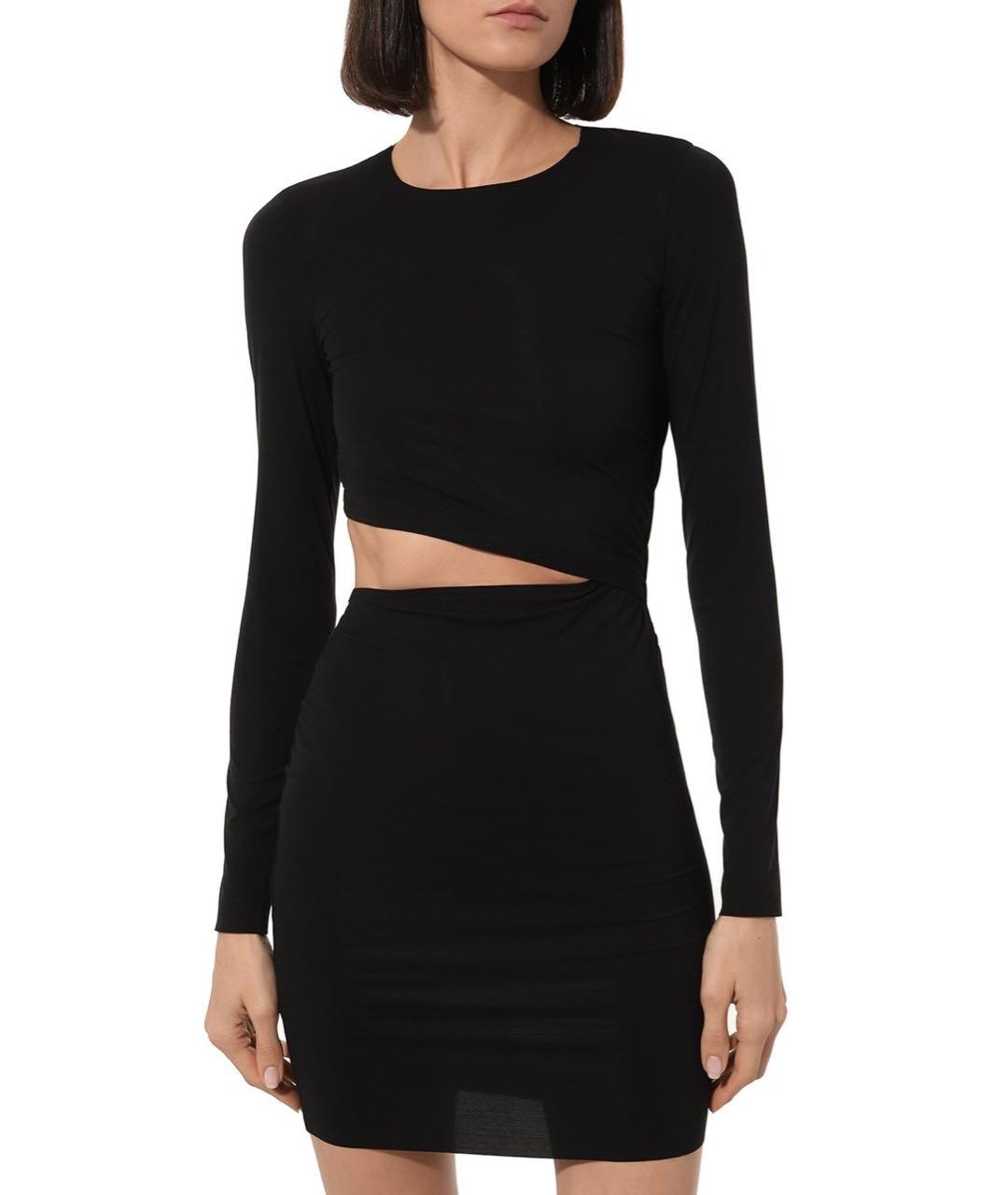 WOLFORD Черное полиуретановое коктейльное платье, фото 3