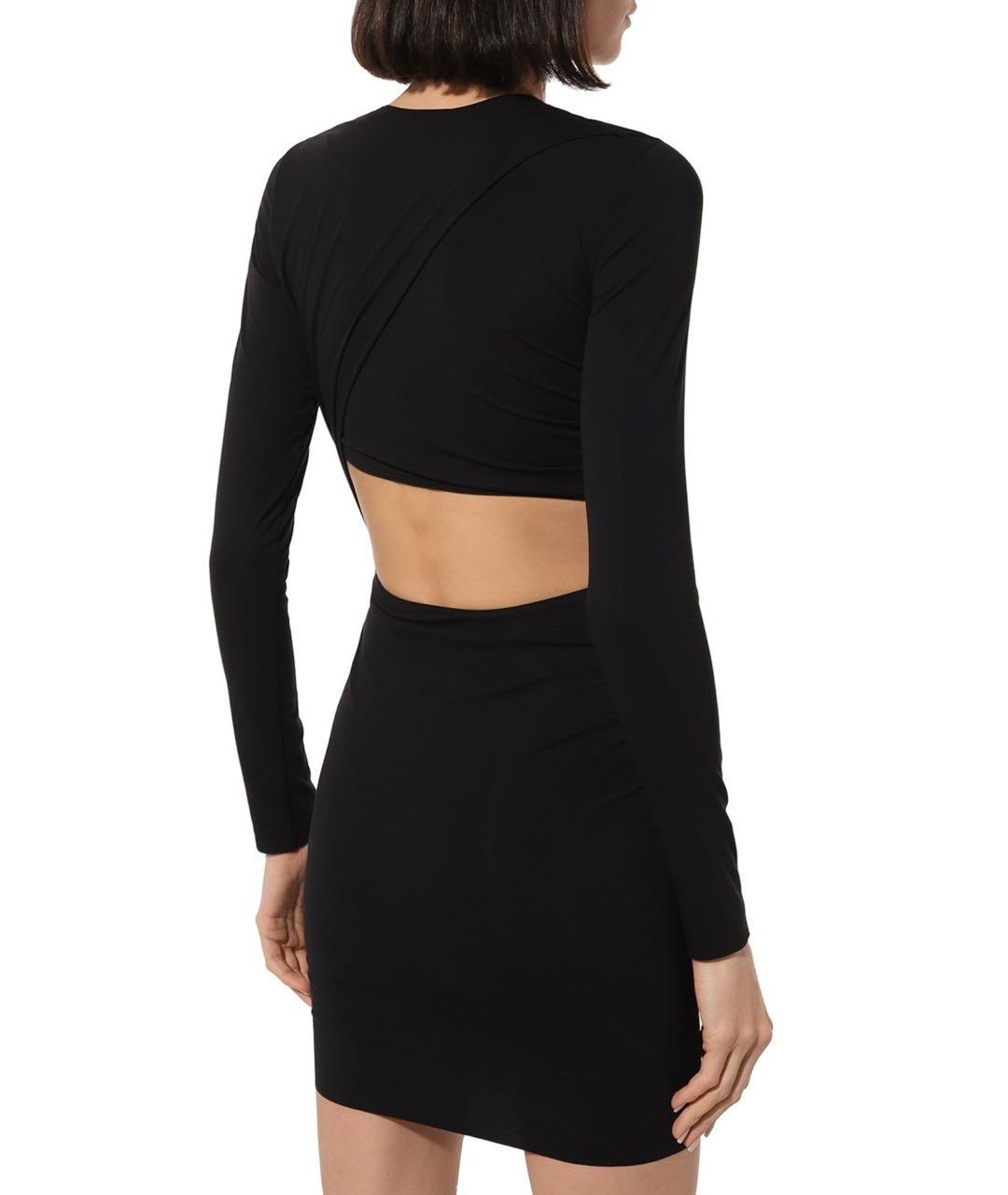 WOLFORD Черное полиуретановое коктейльное платье, фото 4