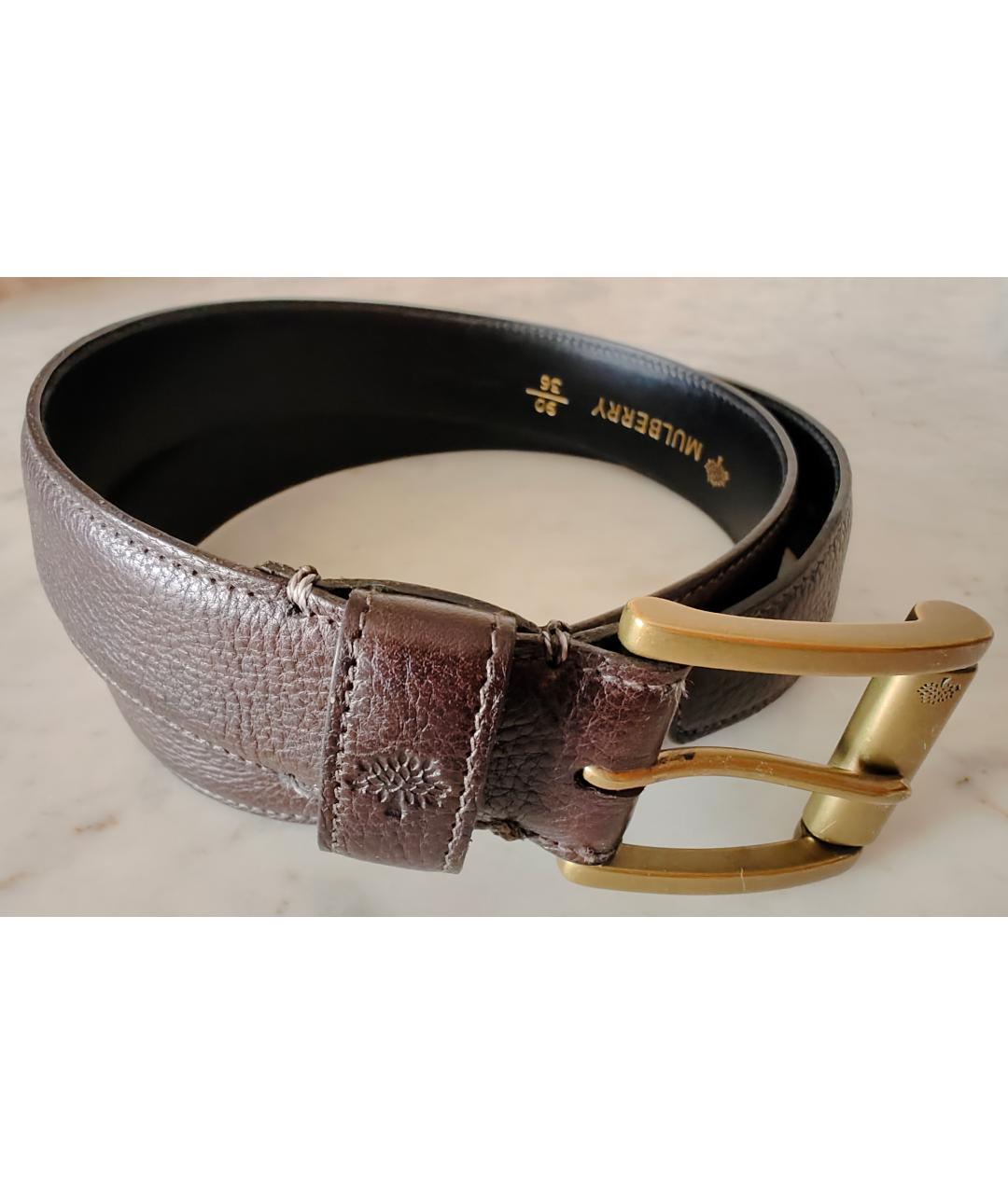 MULBERRY Коричневый кожаный ремень, фото 7