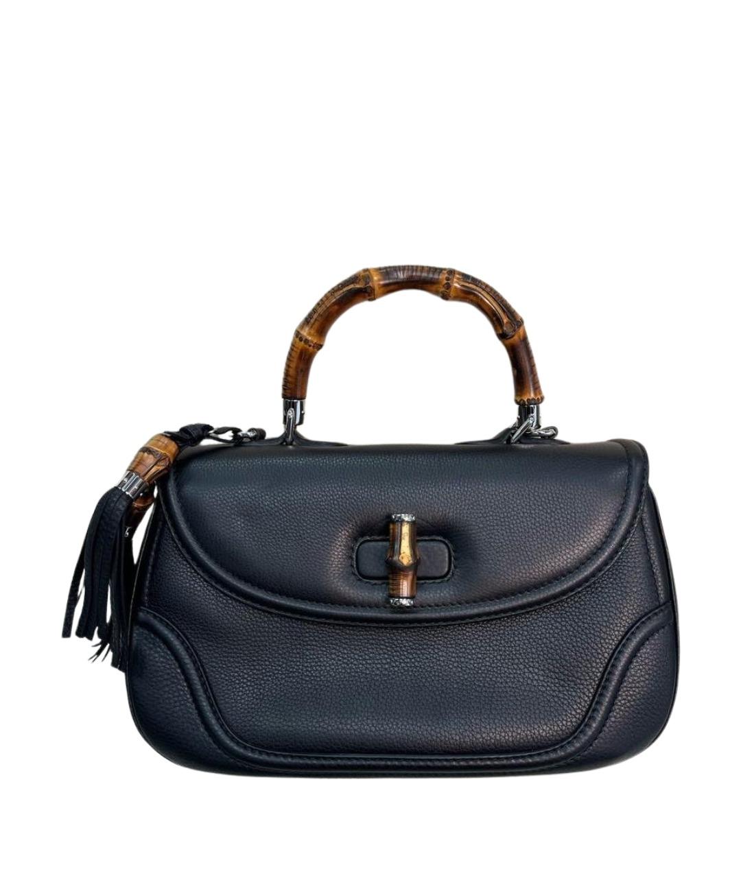 GUCCI Черная кожаная сумка с короткими ручками, фото 1