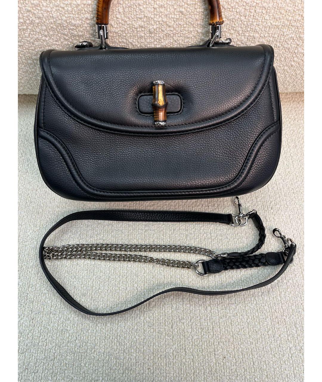 GUCCI Черная кожаная сумка с короткими ручками, фото 5