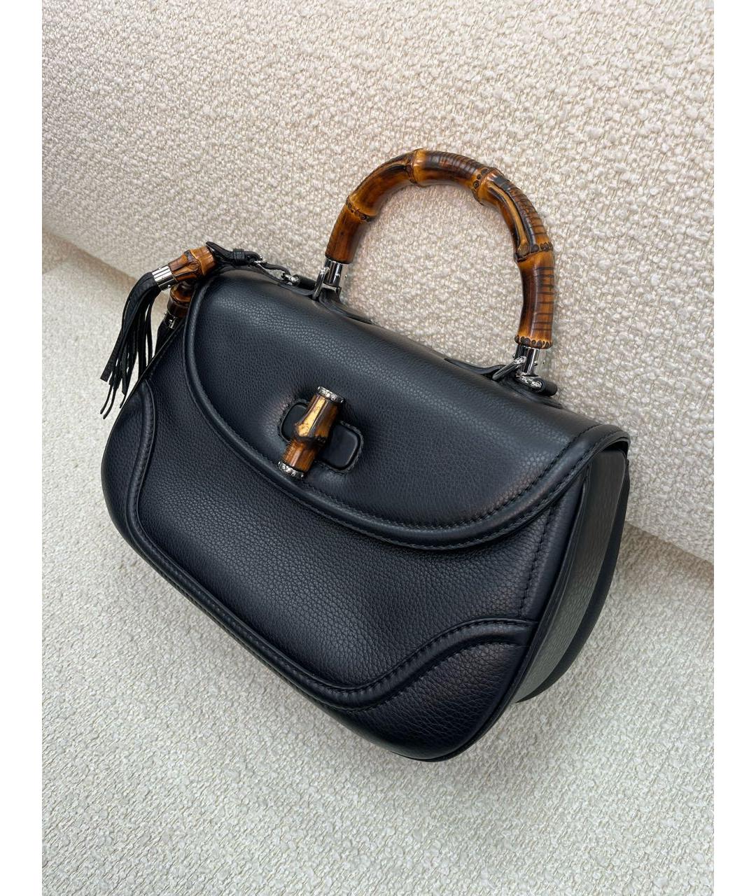 GUCCI Черная кожаная сумка с короткими ручками, фото 7