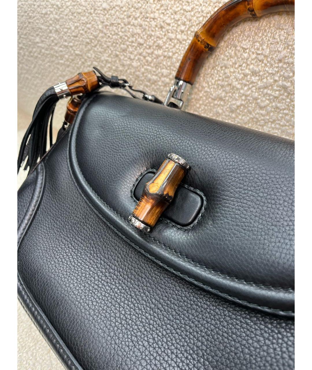 GUCCI Черная кожаная сумка с короткими ручками, фото 8