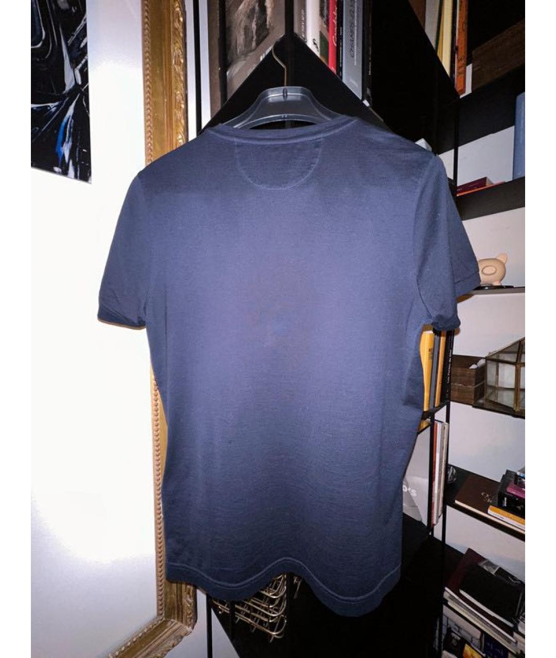 FENDI Темно-синяя хлопковая футболка, фото 2