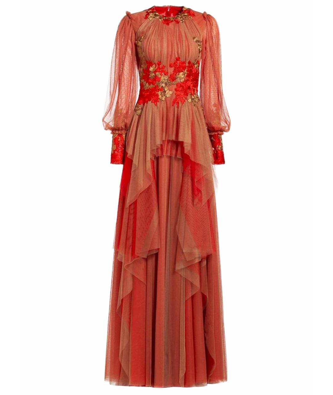 COSTARELLOS Красное сетчатое вечернее платье, фото 1