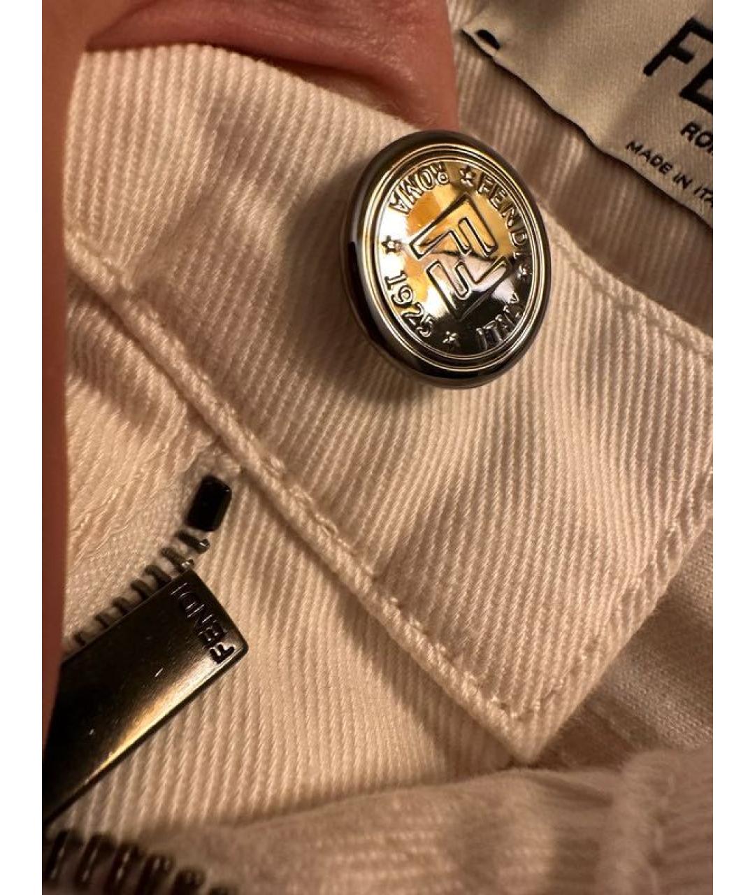 FENDI Белые хлопковые джинсы слим, фото 8